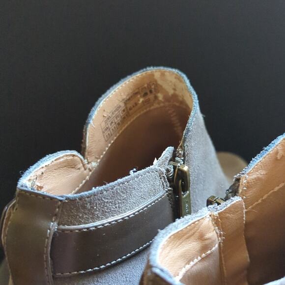 Vionic Gray Suede Leather Buckle Zip Up Millie Fall Outdoor Comfort Booties - Picture 6 of 7